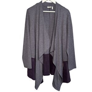 LOGO Lounge by Lori Goldstein French Terry Waterfall Longline Cardigan